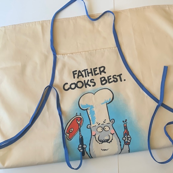 Vintage Shoebox Greetings Hallmark CMoore Father Cooks Best Canvas BBQ Apron - Picture 1 of 9